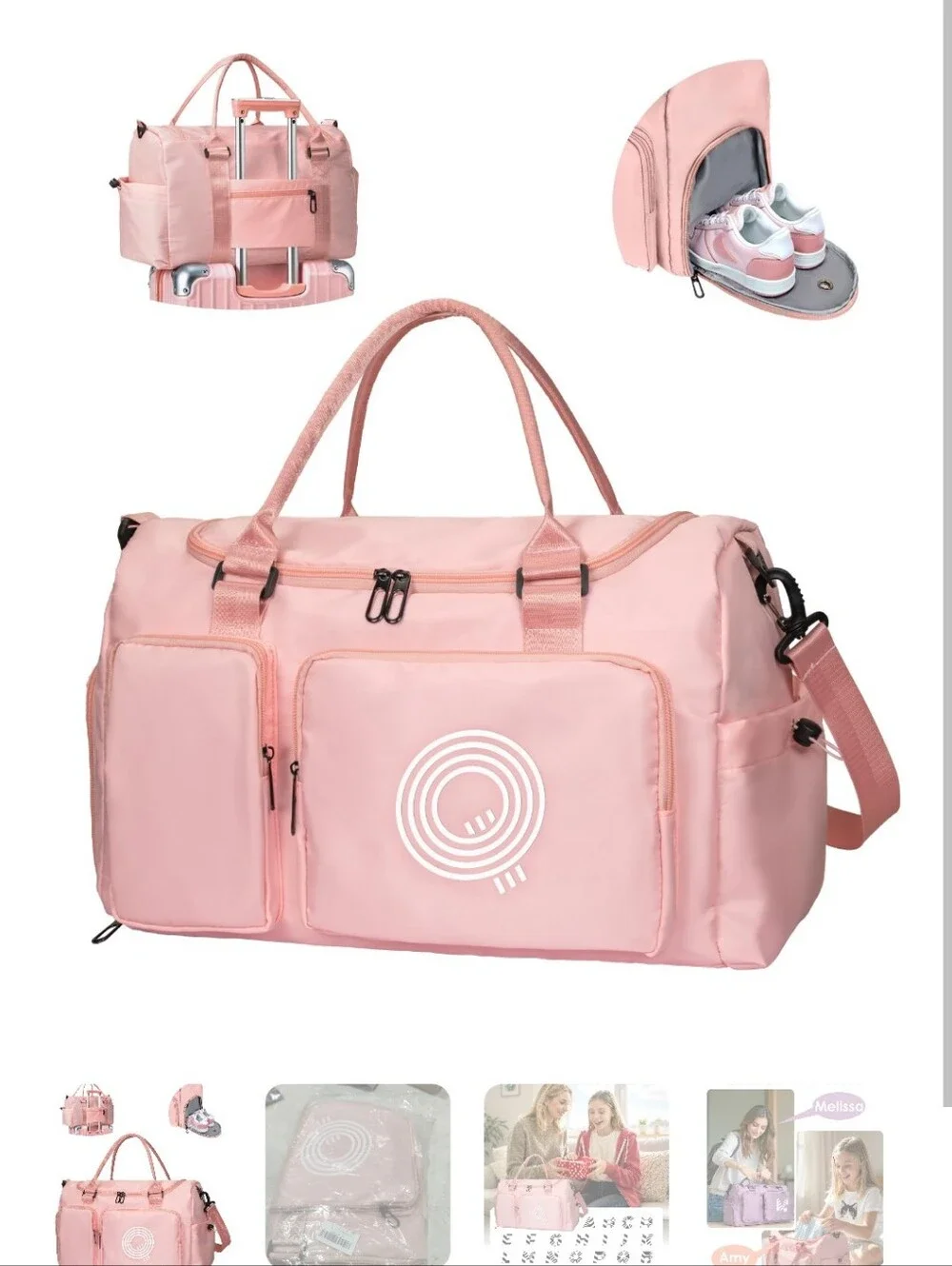 Multifunctional Pastel Pink Duffle Bag – Gym & Travel Carry-On